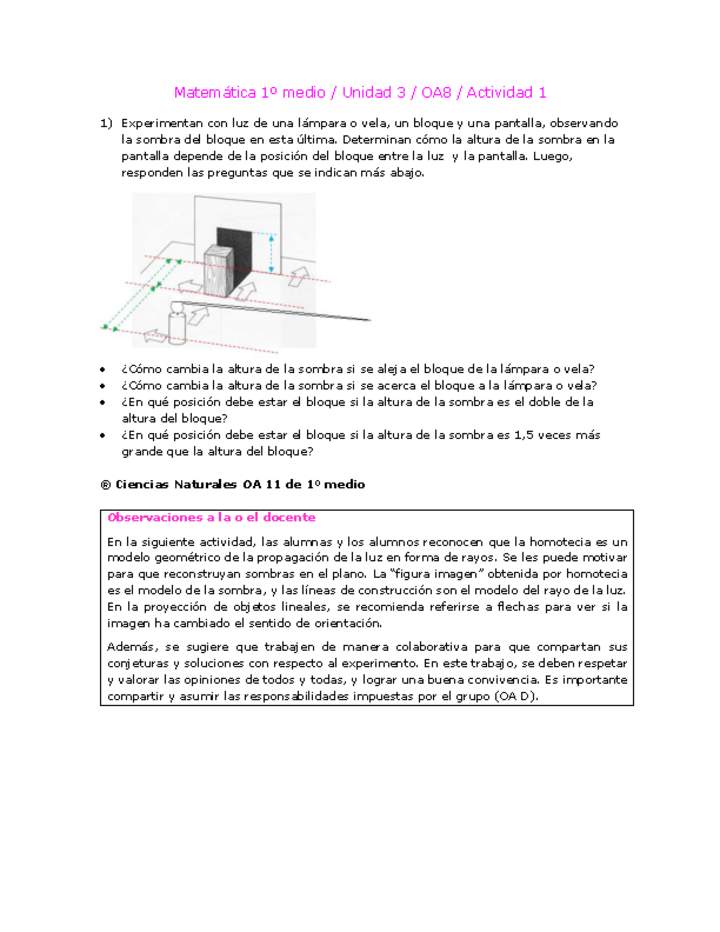 Matemática 1 medio-Unidad 3-OA8-Actividad 1 Matemática 1 medio-Unidad 3-OA8-Actividad 1