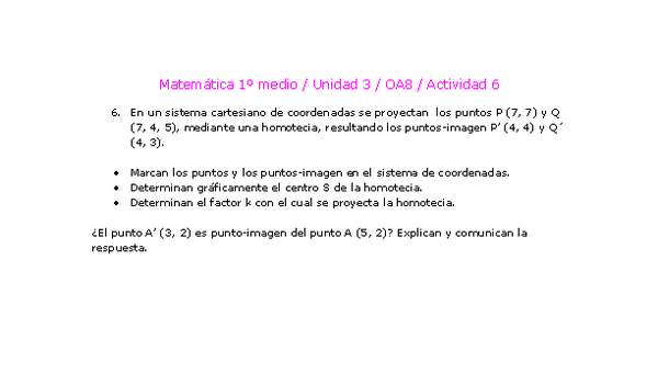 Matemática 1 medio-Unidad 3-OA8-Actividad 6 Matemática 1 medio-Unidad 3-OA8-Actividad 6