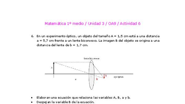 Matemática 1 medio-Unidad 3-OA9-Actividad 6 Matemática 1 medio-Unidad 3-OA9-Actividad 6