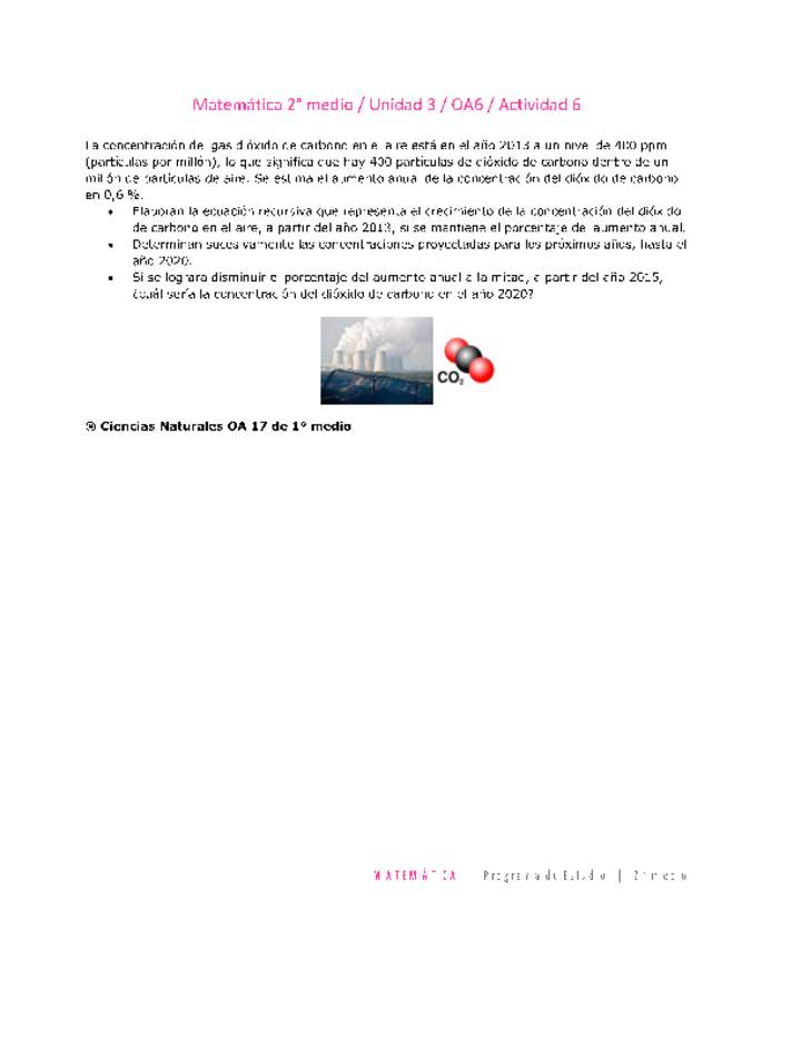 Matemática 2 medio-Unidad 3-OA6-Actividad 6 Matemática 2 medio-Unidad 3-OA6-Actividad 6