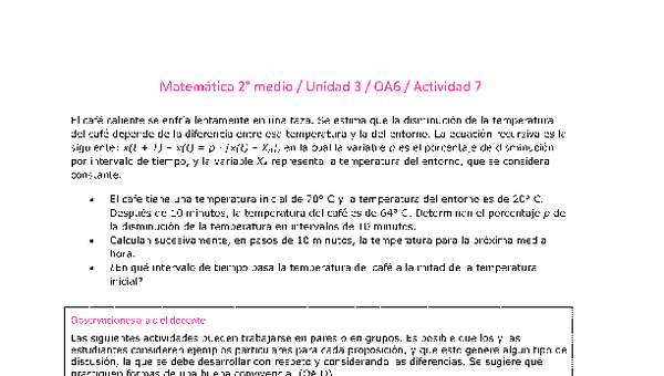 Matemática 2 medio-Unidad 3-OA6-Actividad 7 Matemática 2 medio-Unidad 3-OA6-Actividad 7