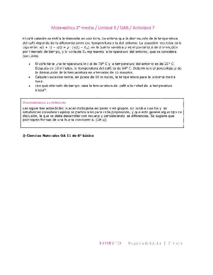 Matemática 2 medio-Unidad 3-OA6-Actividad 7 Matemática 2 medio-Unidad 3-OA6-Actividad 7