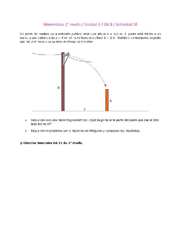 Matemática 2 medio-Unidad 3-OA8-Actividad 10 Matemática 2 medio-Unidad 3-OA8-Actividad 10