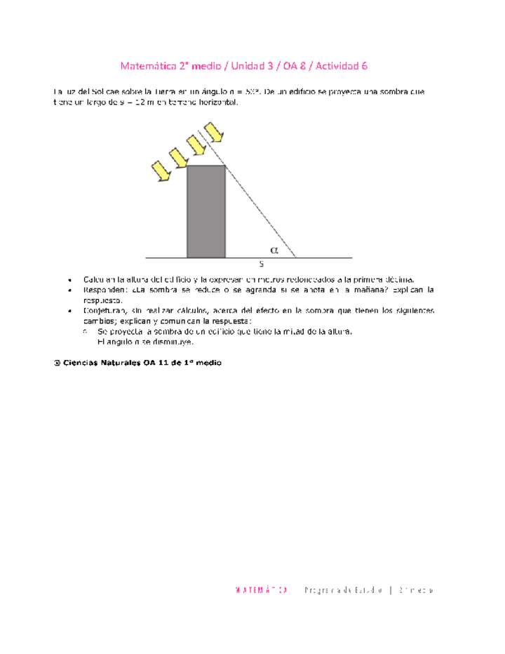 Matemática 2 medio-Unidad 3-OA8-Actividad 6 Matemática 2 medio-Unidad 3-OA8-Actividad 6