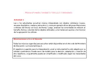 Artes Musicales 1 medio-Unidad 3-OA1;2;7-Actividad 1 Artes Musicales 1 medio-Unidad 3-OA1;2;7-Actividad 1