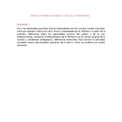 Artes Musicales 1 medio-Unidad 3-OA1;2;7-Actividad 2 Artes Musicales 1 medio-Unidad 3-OA1;2;7-Actividad 2