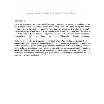 Artes Musicales 1 medio-Unidad 3-OA1;2;7-Actividad 3 Artes Musicales 1 medio-Unidad 3-OA1;2;7-Actividad 3
