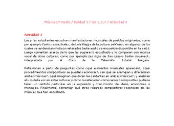 Artes Musicales 1 medio-Unidad 3-OA1;2;7-Actividad 3 Artes Musicales 1 medio-Unidad 3-OA1;2;7-Actividad 3