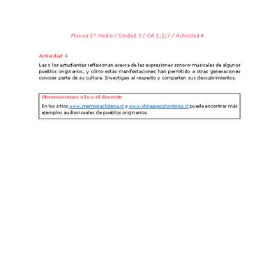 Artes Musicales 1 medio-Unidad 3-OA1;2;7-Actividad 4 Artes Musicales 1 medio-Unidad 3-OA1;2;7-Actividad 4