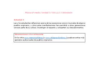 Artes Musicales 1 medio-Unidad 3-OA1;2;7-Actividad 4 Artes Musicales 1 medio-Unidad 3-OA1;2;7-Actividad 4