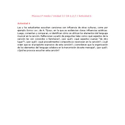 Artes Musicales 1 medio-Unidad 3-OA1;2;7-Actividad 6 Artes Musicales 1 medio-Unidad 3-OA1;2;7-Actividad 6