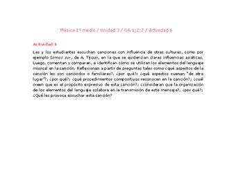 Artes Musicales 1 medio-Unidad 3-OA1;2;7-Actividad 6 Artes Musicales 1 medio-Unidad 3-OA1;2;7-Actividad 6