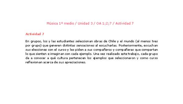 Artes Musicales 1 medio-Unidad 3-OA1;2;7-Actividad 7 Artes Musicales 1 medio-Unidad 3-OA1;2;7-Actividad 7