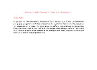 Artes Musicales 1 medio-Unidad 3-OA1;2;7-Actividad 7 Artes Musicales 1 medio-Unidad 3-OA1;2;7-Actividad 7