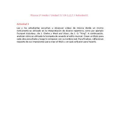 Artes Musicales 1 medio-Unidad 3-OA1;2;7-Actividad 8 Artes Musicales 1 medio-Unidad 3-OA1;2;7-Actividad 8