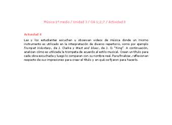 Artes Musicales 1 medio-Unidad 3-OA1;2;7-Actividad 8 Artes Musicales 1 medio-Unidad 3-OA1;2;7-Actividad 8