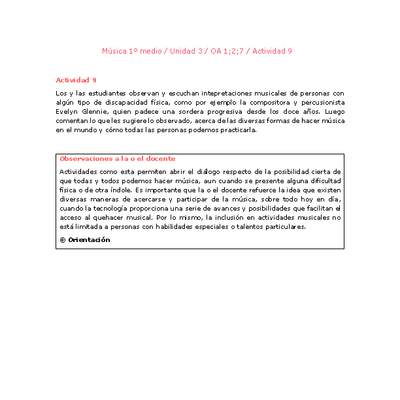 Artes Musicales 1 medio-Unidad 3-OA1;2;7-Actividad 9 Artes Musicales 1 medio-Unidad 3-OA1;2;7-Actividad 9