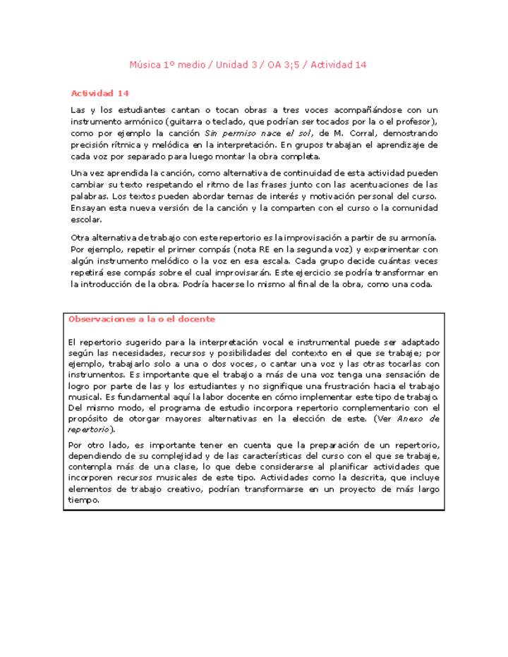 Artes Musicales 1 medio-Unidad 3-OA3;5-Actividad 14 Artes Musicales 1 medio-Unidad 3-OA3;5-Actividad 14
