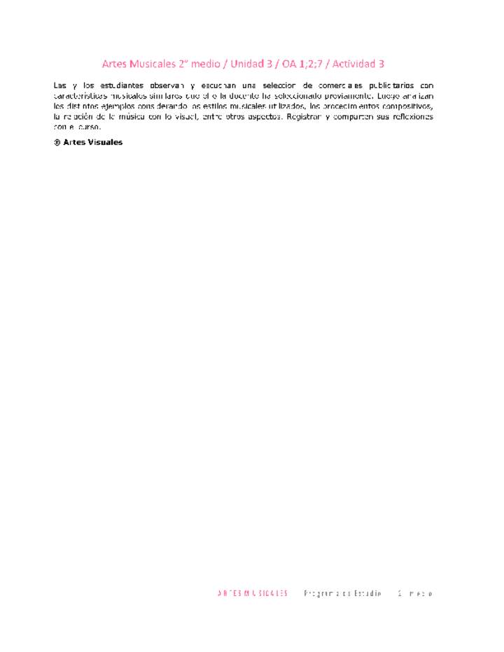 Artes Musicales 2 medio-Unidad 3-OA1;2;7-Actividad 3 Artes Musicales 2 medio-Unidad 3-OA1;2;7-Actividad 3