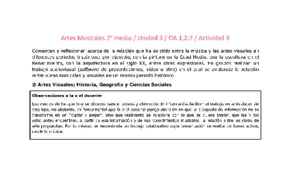 Artes Musicales 2 medio-Unidad 3-OA1;2;7-Actividad 6 Artes Musicales 2 medio-Unidad 3-OA1;2;7-Actividad 6