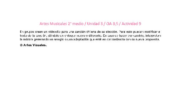 Artes Musicales 2 medio-Unidad 3-OA3;5-Actividad 9 Artes Musicales 2 medio-Unidad 3-OA3;5-Actividad 9
