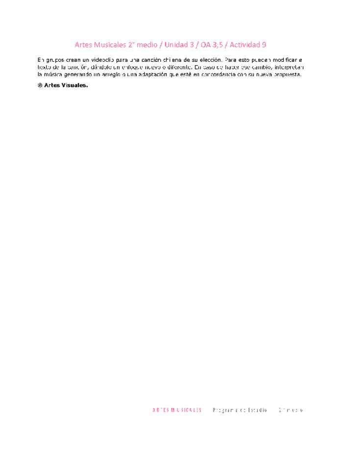 Artes Musicales 2 medio-Unidad 3-OA3;5-Actividad 9 Artes Musicales 2 medio-Unidad 3-OA3;5-Actividad 9