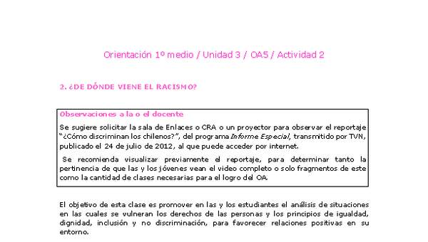 Orientación 1 medio-Unidad 3-OA5-Actividad 2 Orientación 1 medio-Unidad 3-OA5-Actividad 2