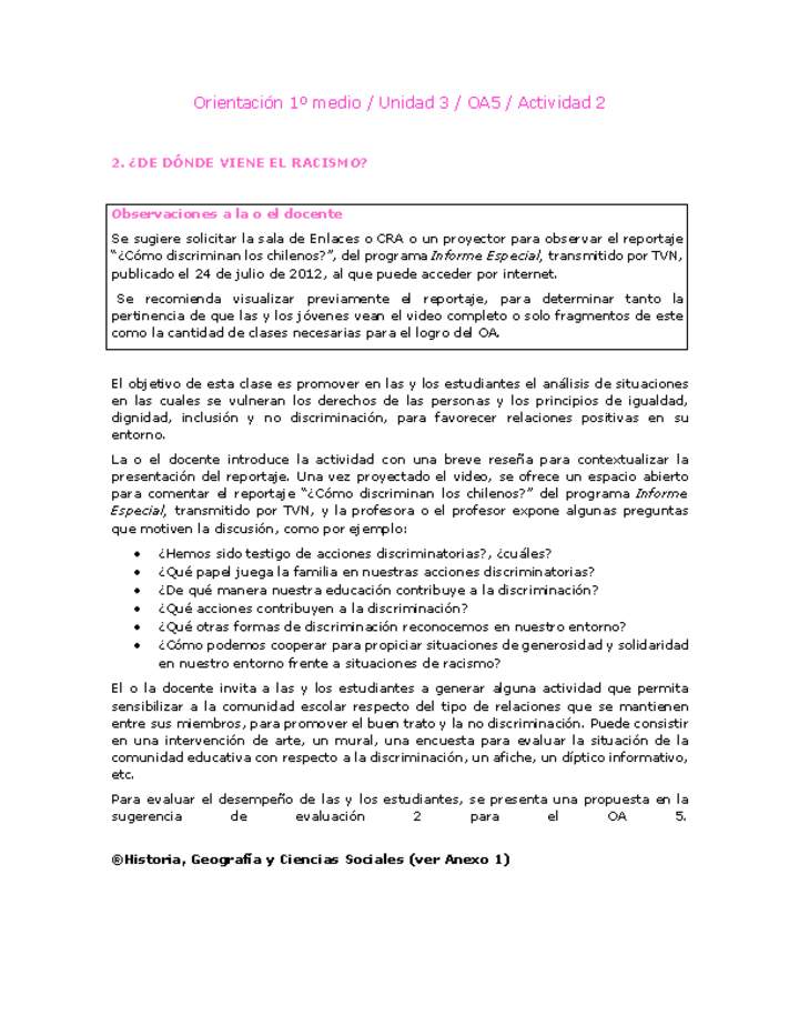 Orientación 1 medio-Unidad 3-OA5-Actividad 2 Orientación 1 medio-Unidad 3-OA5-Actividad 2