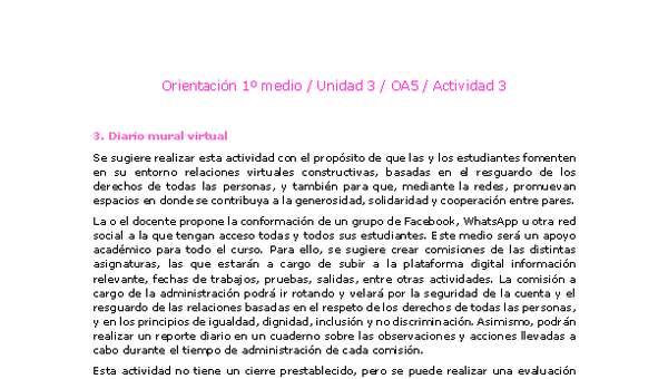 Orientación 1 medio-Unidad 3-OA5-Actividad 3 Orientación 1 medio-Unidad 3-OA5-Actividad 3