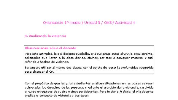 Orientación 1 medio-Unidad 3-OA5-Actividad 4 Orientación 1 medio-Unidad 3-OA5-Actividad 4