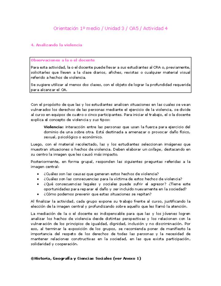 Orientación 1 medio-Unidad 3-OA5-Actividad 4 Orientación 1 medio-Unidad 3-OA5-Actividad 4