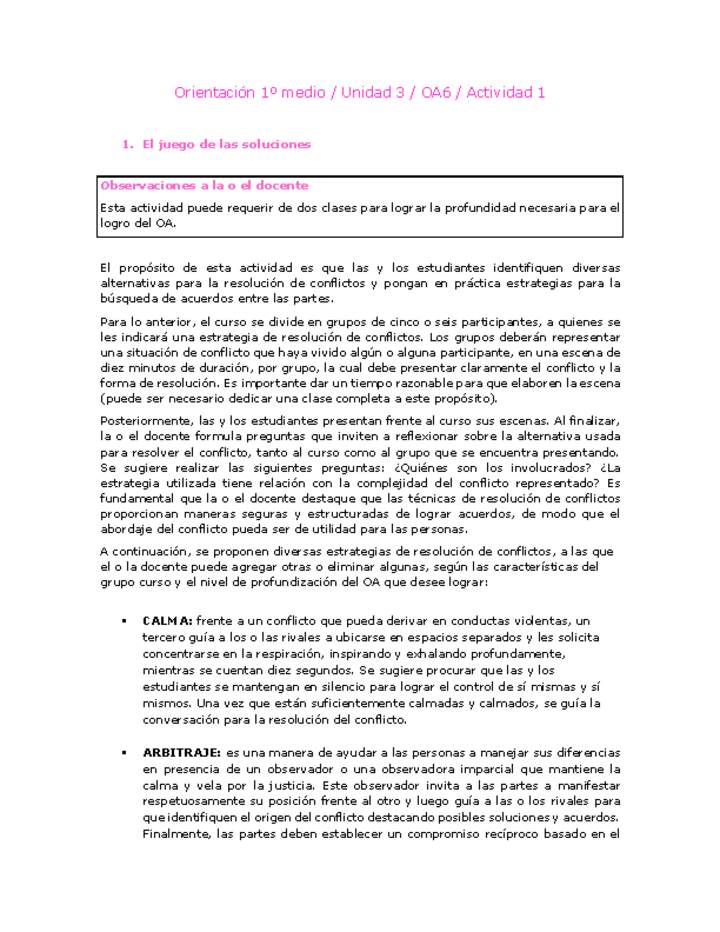 Orientación 1 medio-Unidad 3-OA6-Actividad 1 Orientación 1 medio-Unidad 3-OA6-Actividad 1
