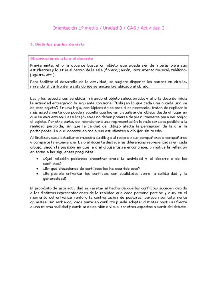 Orientación 1 medio-Unidad 3-OA6-Actividad 3 Orientación 1 medio-Unidad 3-OA6-Actividad 3