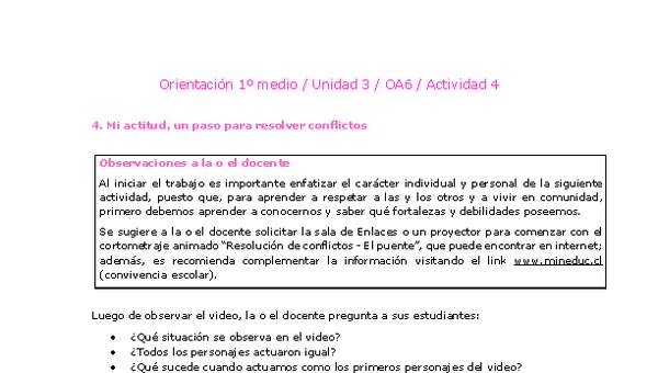 Orientación 1 medio-Unidad 3-OA6-Actividad 4 Orientación 1 medio-Unidad 3-OA6-Actividad 4