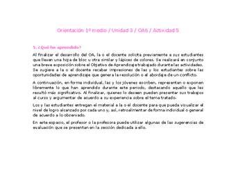 Orientación 1 medio-Unidad 3-OA6-Actividad 5 Orientación 1 medio-Unidad 3-OA6-Actividad 5