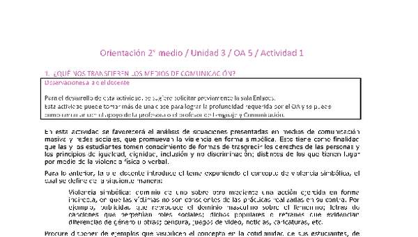 Orientación 2 medio-Unidad 3-OA5-Actividad 1 Orientación 2 medio-Unidad 3-OA5-Actividad 1