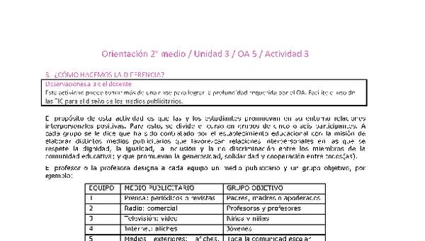 Orientación 2 medio-Unidad 3-OA5-Actividad 3 Orientación 2 medio-Unidad 3-OA5-Actividad 3
