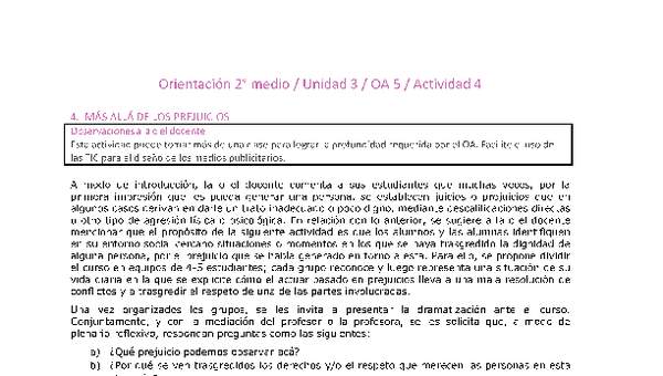 Orientación 2 medio-Unidad 3-OA5-Actividad 4 Orientación 2 medio-Unidad 3-OA5-Actividad 4