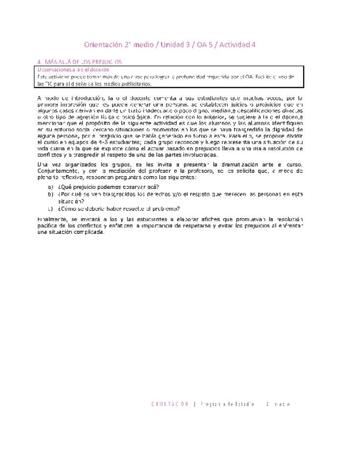 Orientación 2 medio-Unidad 3-OA5-Actividad 4 Orientación 2 medio-Unidad 3-OA5-Actividad 4