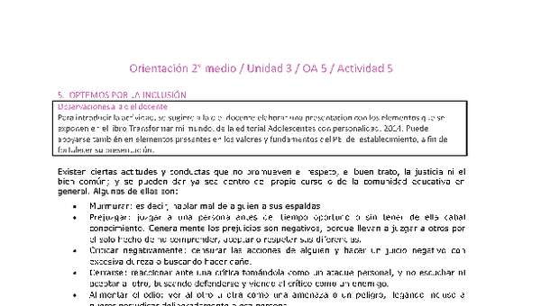 Orientación 2 medio-Unidad 3-OA5-Actividad 5 Orientación 2 medio-Unidad 3-OA5-Actividad 5