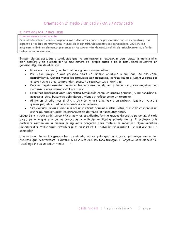 Orientación 2 medio-Unidad 3-OA5-Actividad 5 Orientación 2 medio-Unidad 3-OA5-Actividad 5