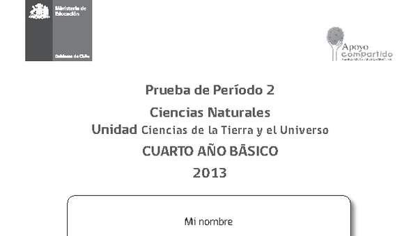 Evaluación para la Unidad 2, Ciencias Naturales 4° básico. Evaluación para la Unidad 2, Ciencias Naturales 4° básico.