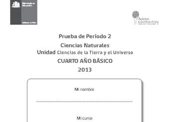 Evaluación para la Unidad 2, Ciencias Naturales 4° básico. Evaluación para la Unidad 2, Ciencias Naturales 4° básico.
