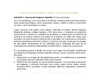 Artes Visuales 1 medio-Unidad 4-OA3;4;5-Actividad 1 Artes Visuales 1 medio-Unidad 4-OA3;4;5-Actividad 1