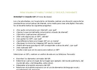 Artes Visuales 1 medio-Unidad 4-OA3;4;5-Actividad 5 Artes Visuales 1 medio-Unidad 4-OA3;4;5-Actividad 5