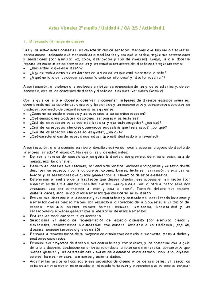 Artes Visuales 2 medio-Unidad 4-OA2;5-Actividad 1 Artes Visuales 2 medio-Unidad 4-OA2;5-Actividad 1