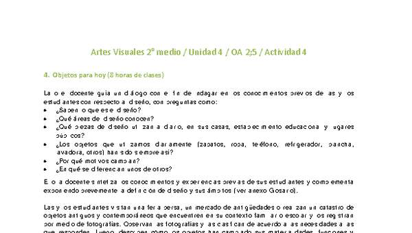 Artes Visuales 2 medio-Unidad 4-OA2;5-Actividad 4 Artes Visuales 2 medio-Unidad 4-OA2;5-Actividad 4