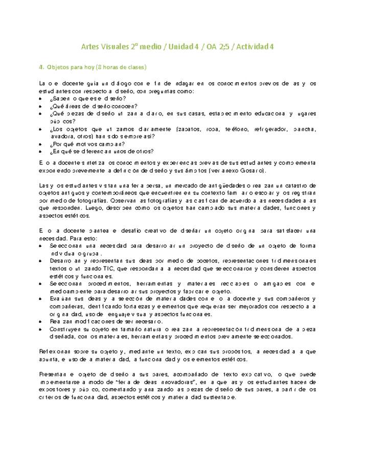 Artes Visuales 2 medio-Unidad 4-OA2;5-Actividad 4 Artes Visuales 2 medio-Unidad 4-OA2;5-Actividad 4