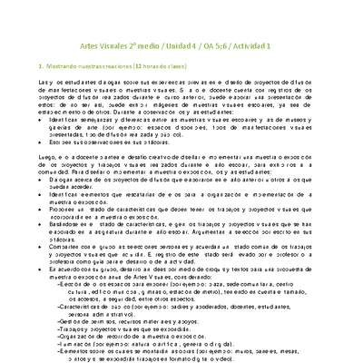 Artes Visuales 2 medio-Unidad 4-OA5;6-Actividad 1 Artes Visuales 2 medio-Unidad 4-OA5;6-Actividad 1