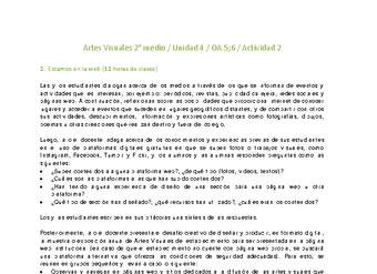 Artes Visuales 2 medio-Unidad 4-OA5;6-Actividad 2 Artes Visuales 2 medio-Unidad 4-OA5;6-Actividad 2